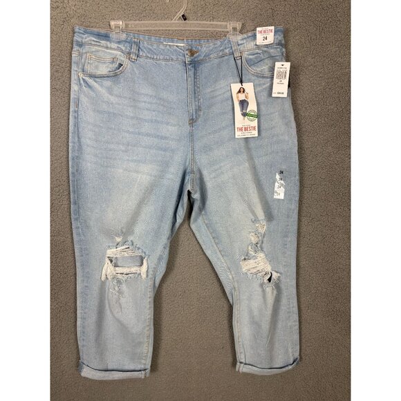 Celebrity Pink Pants - Celebrity Pink Trendy Plus Size Distressed Girlfriend Jeans Size 24 Blue NWT's